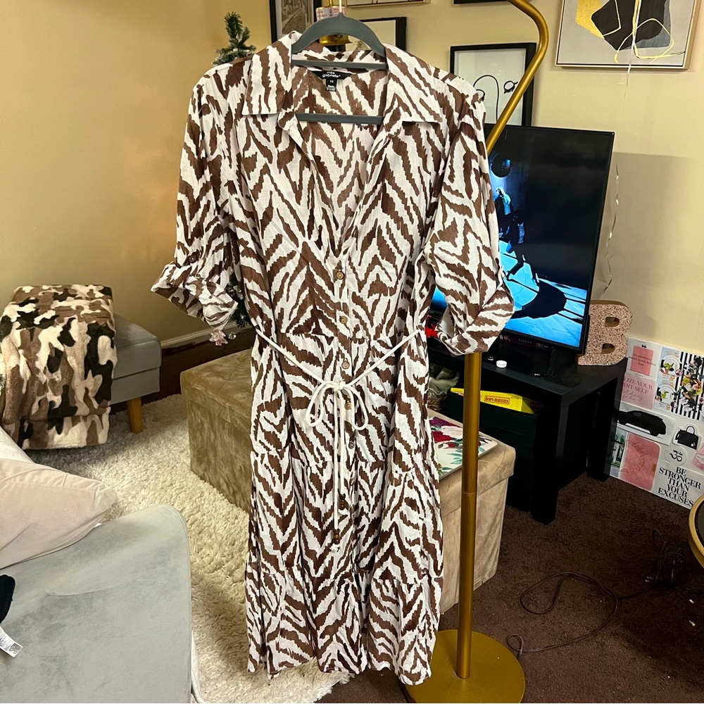 Printed Button Down Maxi Dress